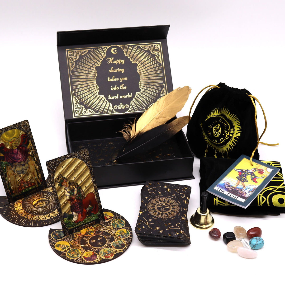 Set de tarot dorado «Que comience la magia» – Con accesorios