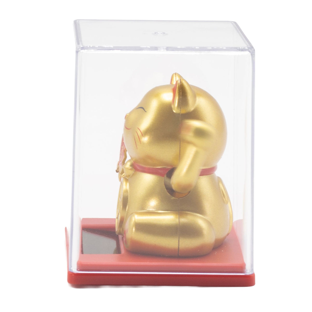 Mini Gato de la Suerte Solar Dorado en Caja