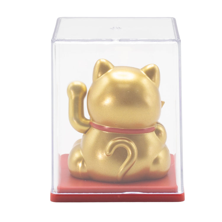 Mini Gato de la Suerte Solar Dorado en Caja