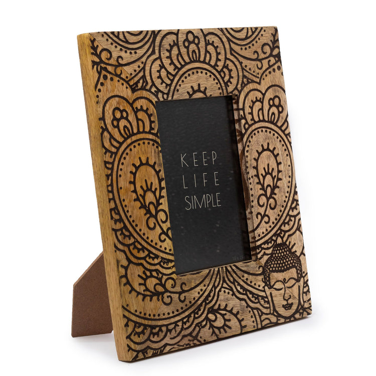Marco de madera de mango Buda Negro – Foto 10 × 15 cm