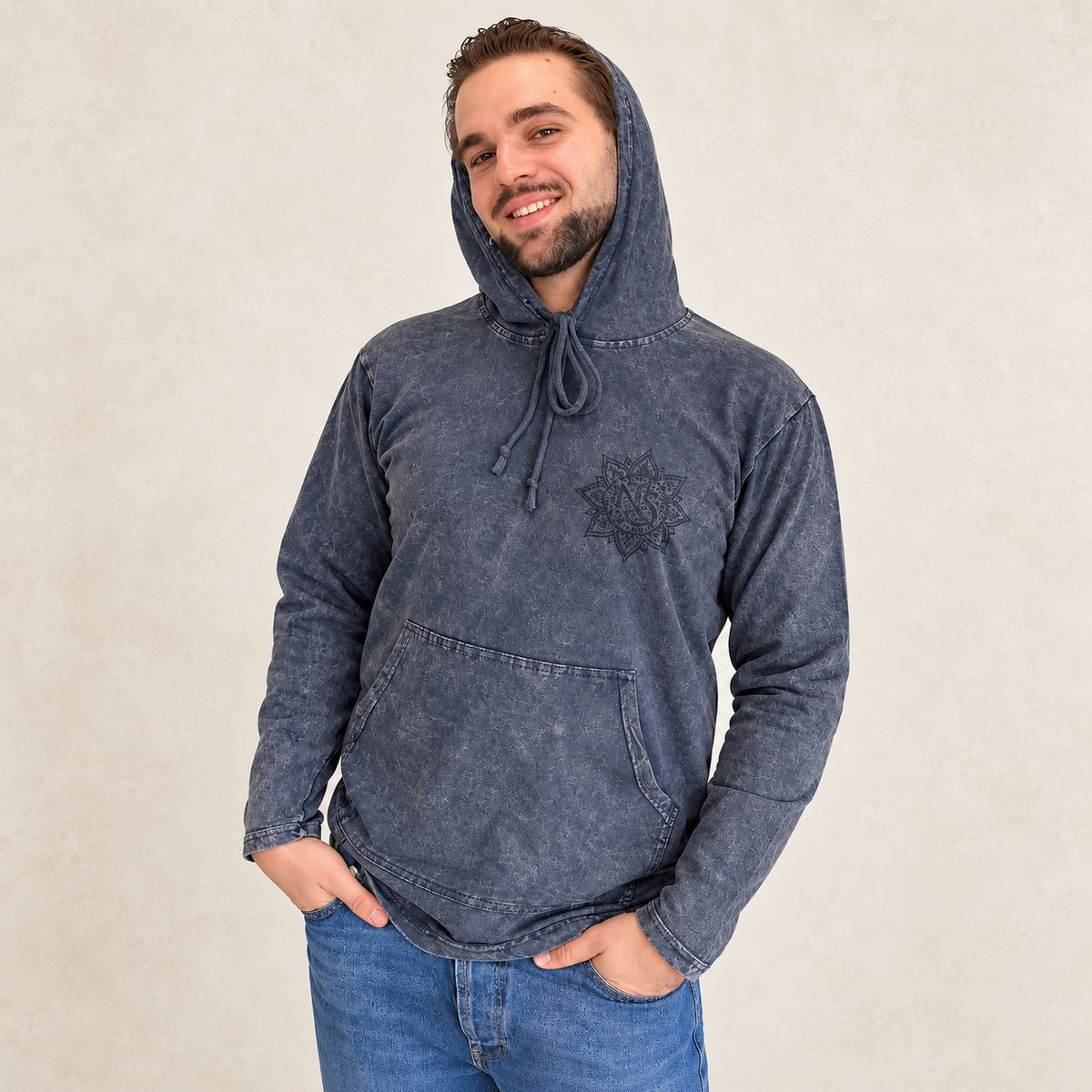 Sudadera con capucha lavanda empolvado – Talla XL