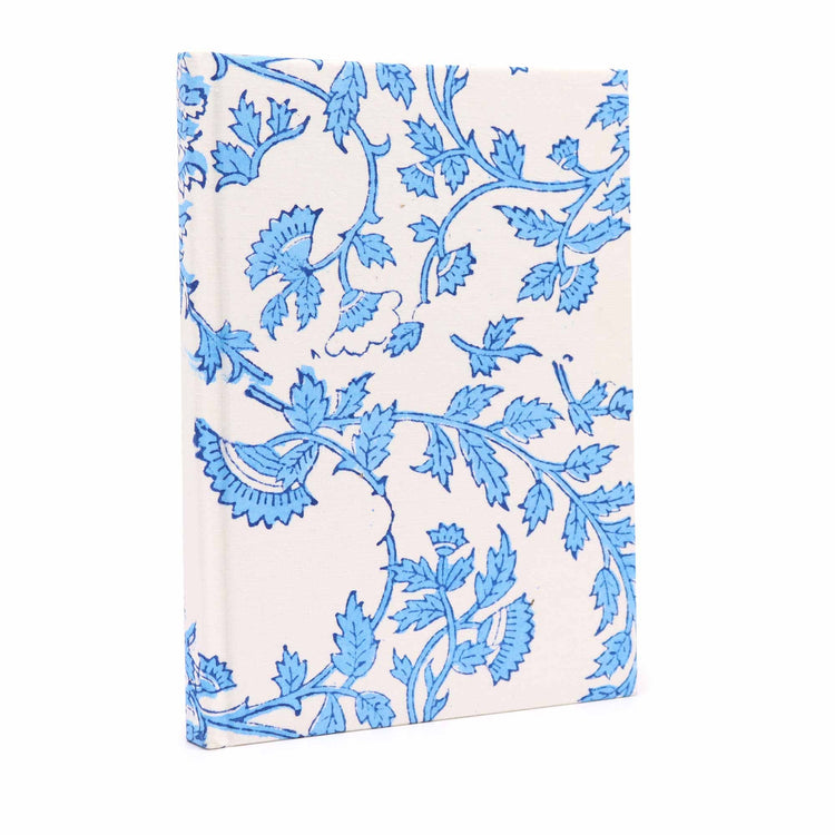 Cuadernos encuadernados en algodón de 20x15cm - 96 páginas - Floral azul pálido