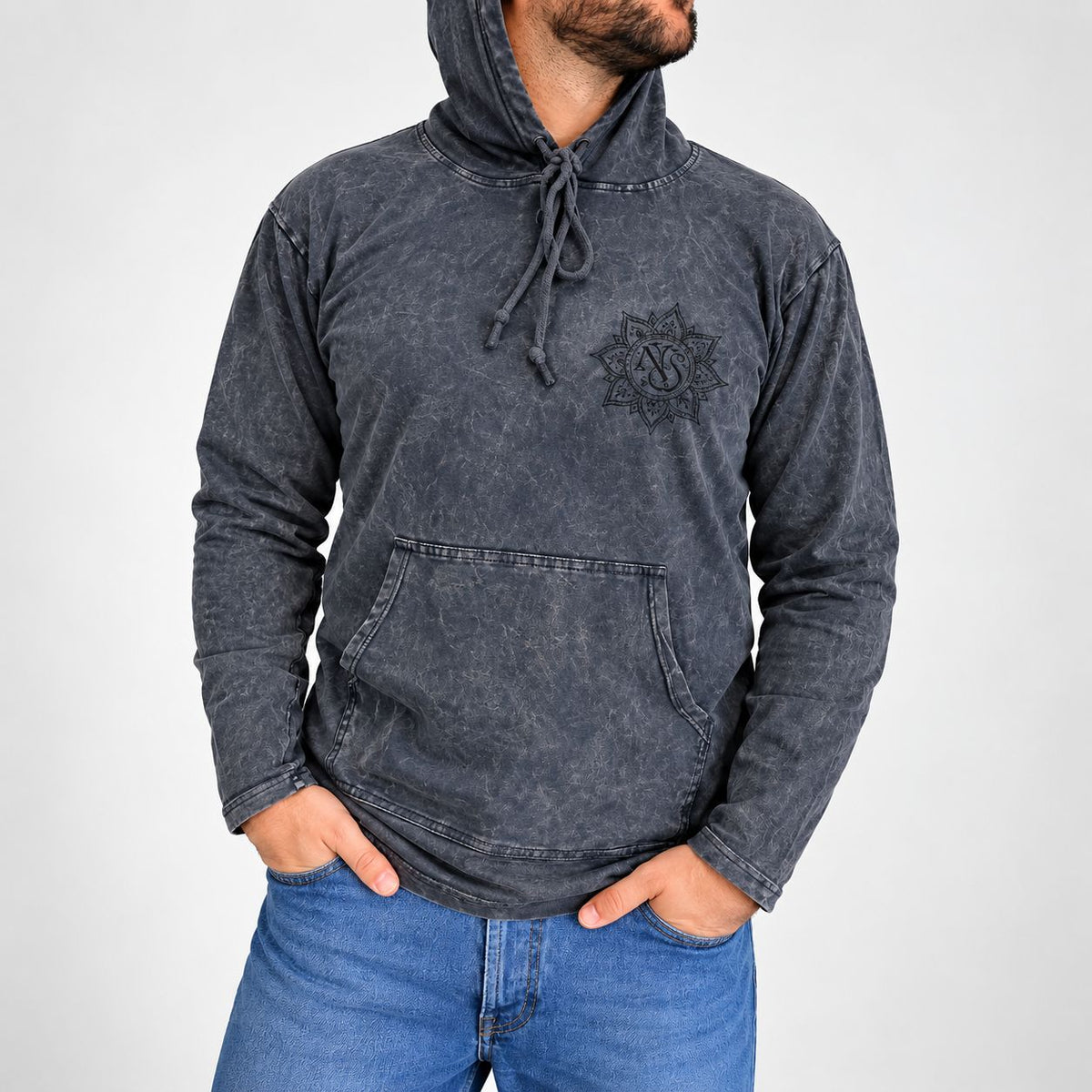 Sudadera con capucha lavanda empolvado – Talla XL