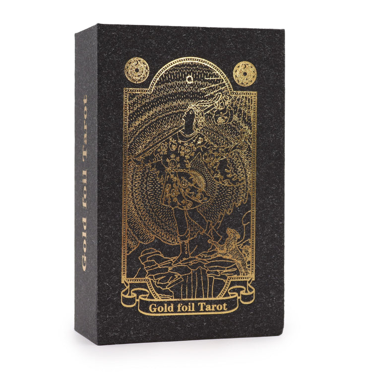 Tarot negro y dorado – 78 cartas con libro y caja de regalo