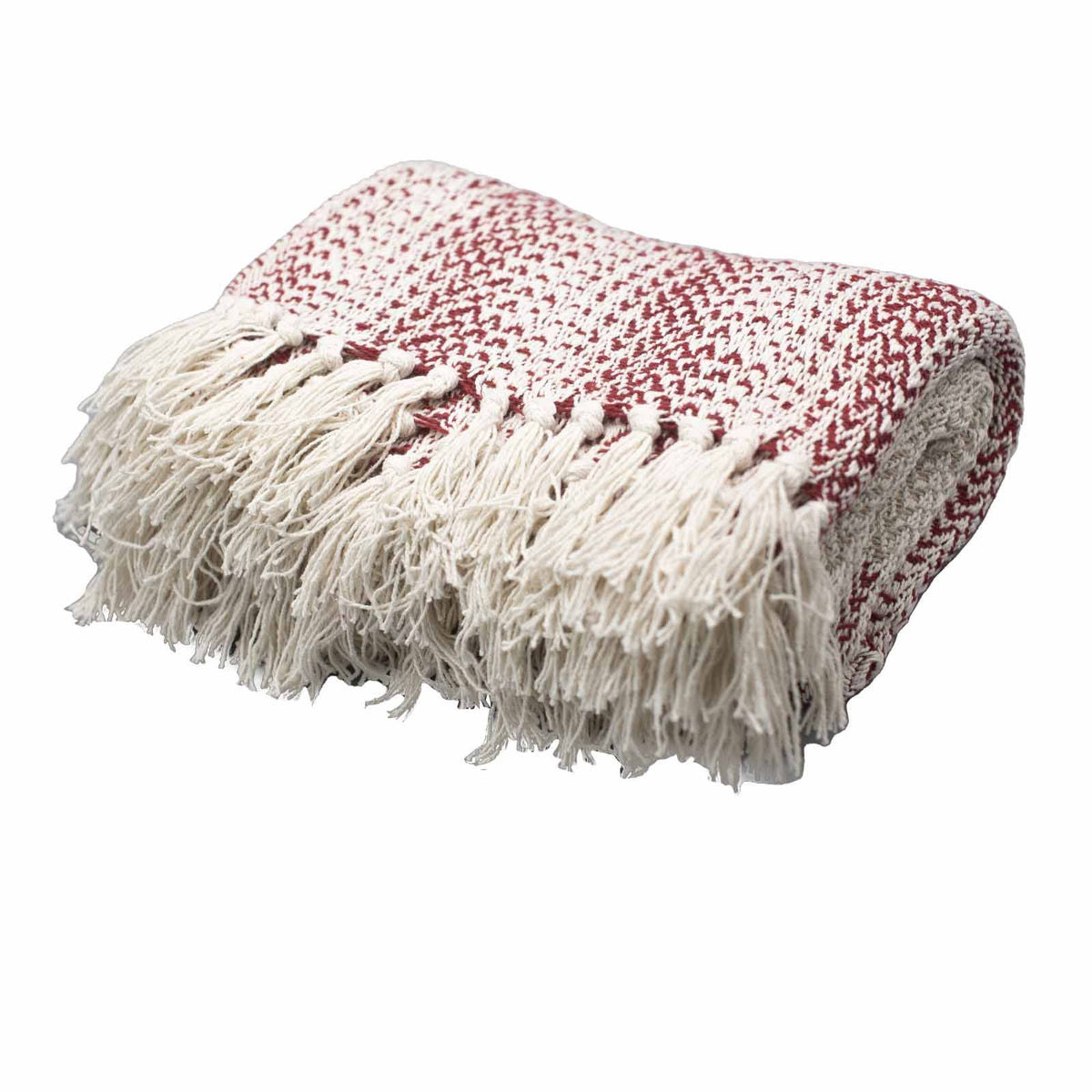 Manta boho de algodón Ruby bicolor – 125 × 150 cm