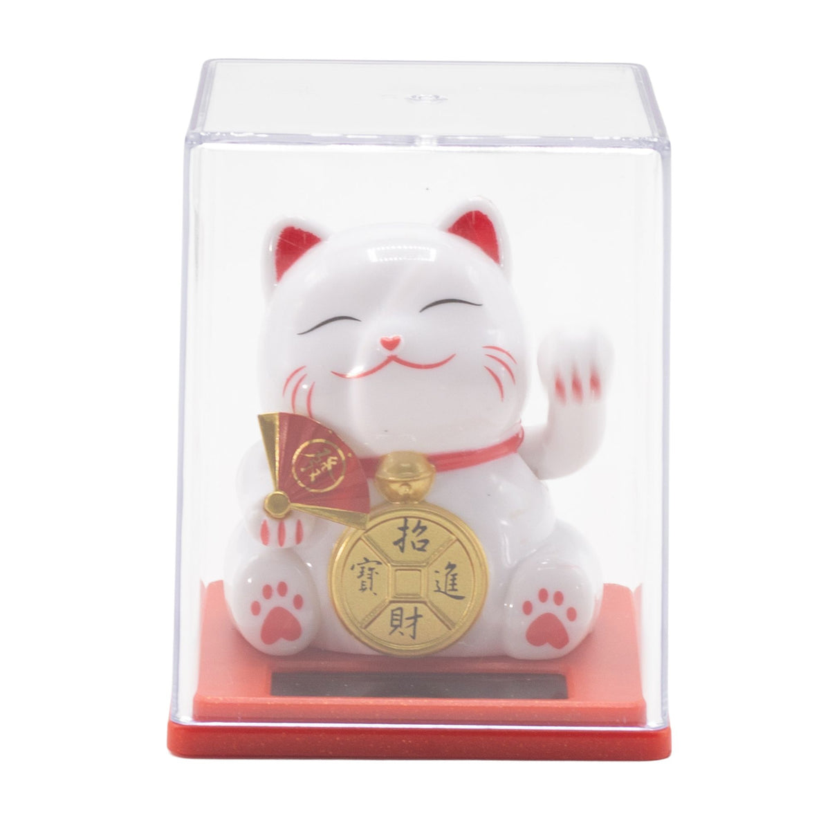 Mini Gato de la Suerte Solar Blanco en Caja