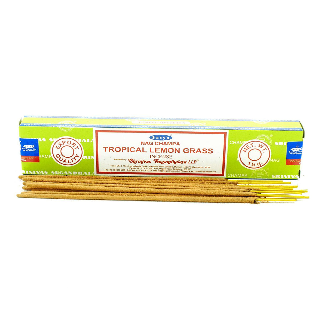 Incienso Satya Tropical Lemongrass – Varillas, 15 g