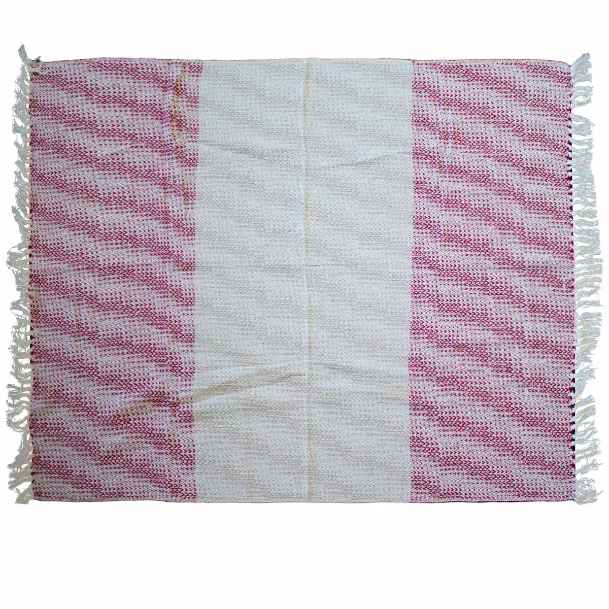 Manta boho de algodón Ruby bicolor – 125 × 150 cm