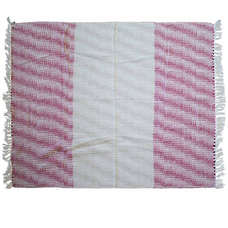Manta boho de algodón Ruby bicolor – 125 × 150 cm