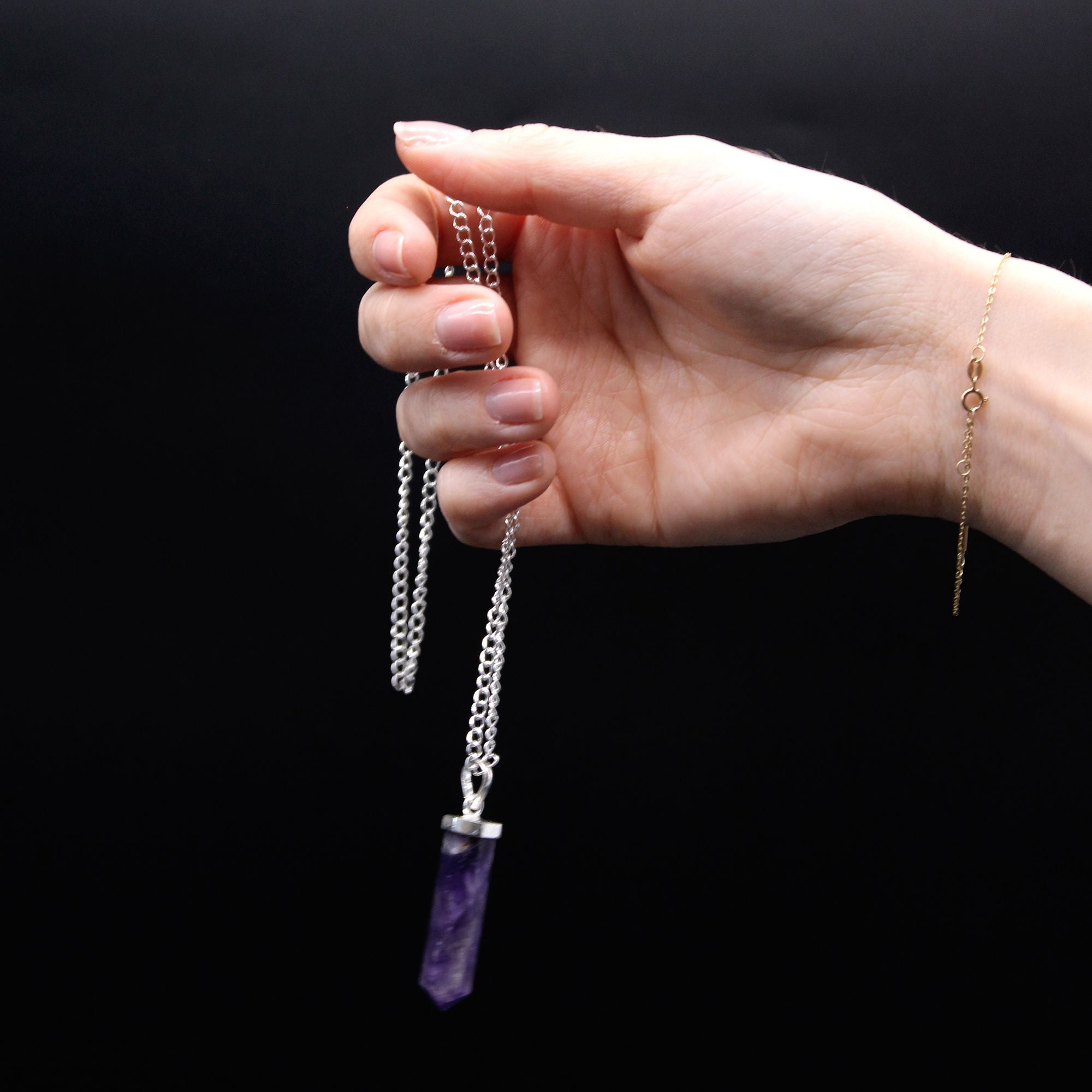 Colgante de Punto Clásico de Piedras Preciosas - Amatista