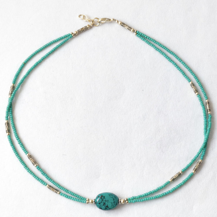 Collar Nepalí de Turquesa y Lapislázuli