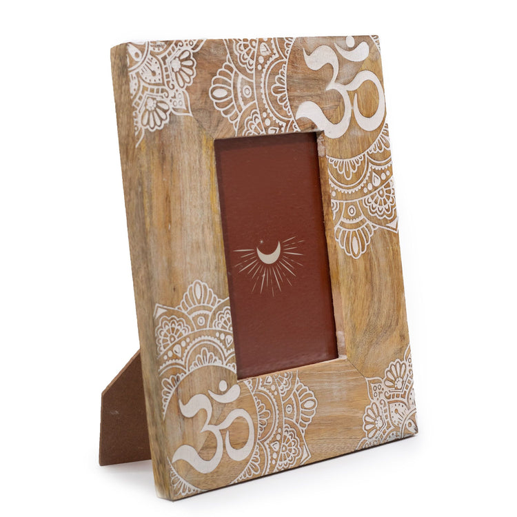 Marco de madera de mango Mandala Blanco – Foto 10 × 15 cm