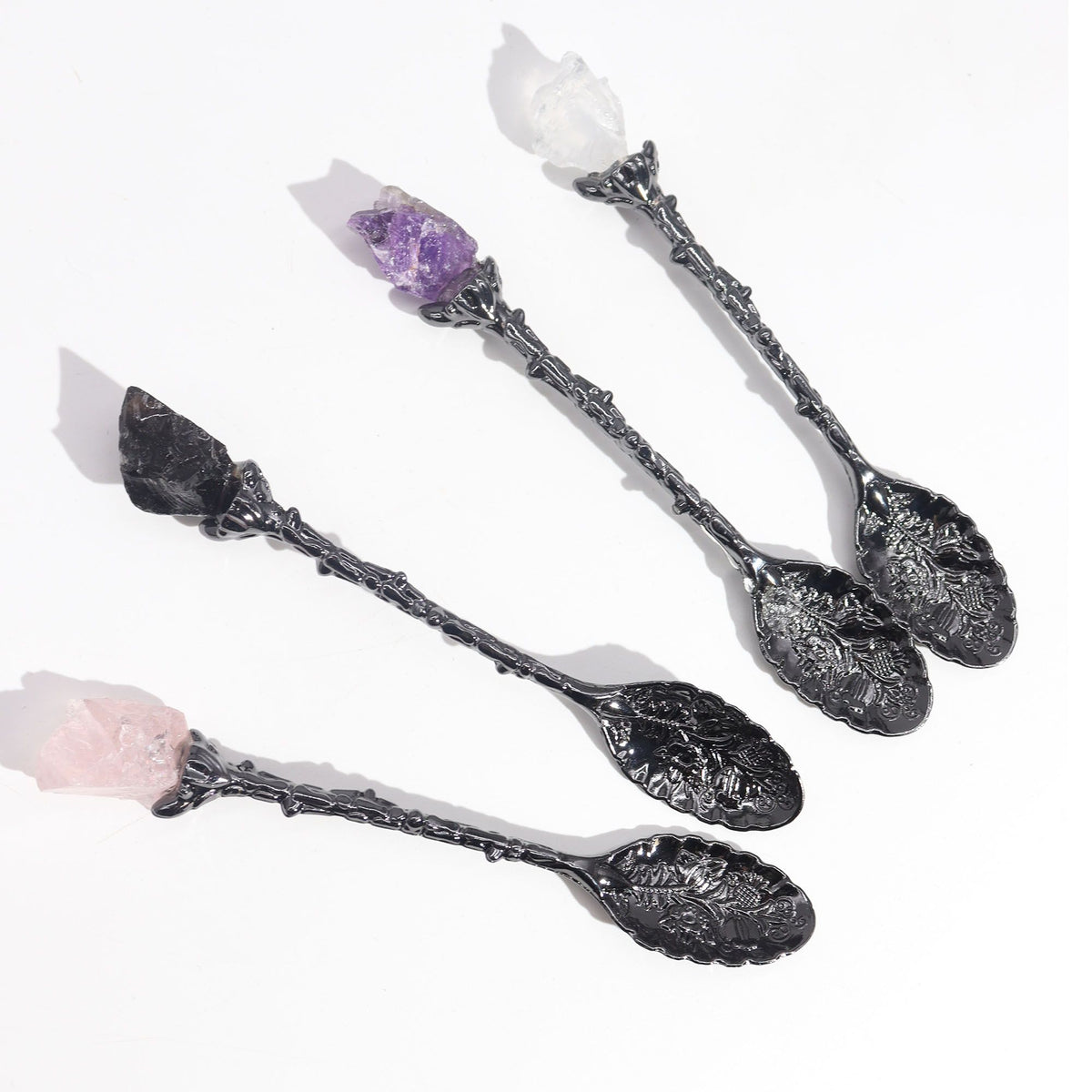Juego de 7 cucharas de bruja con piedras preciosas