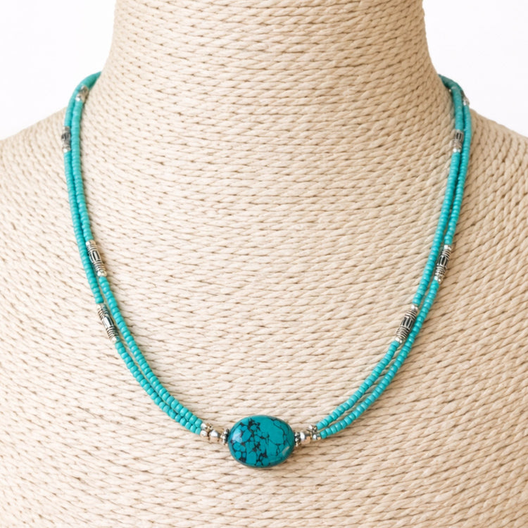 Collar Nepalí de Turquesa y Lapislázuli