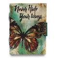 Cuaderno de cuero "Never Hide Your Wings"