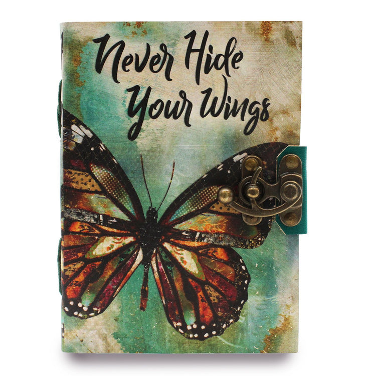 Cuaderno de cuero "Never Hide Your Wings"