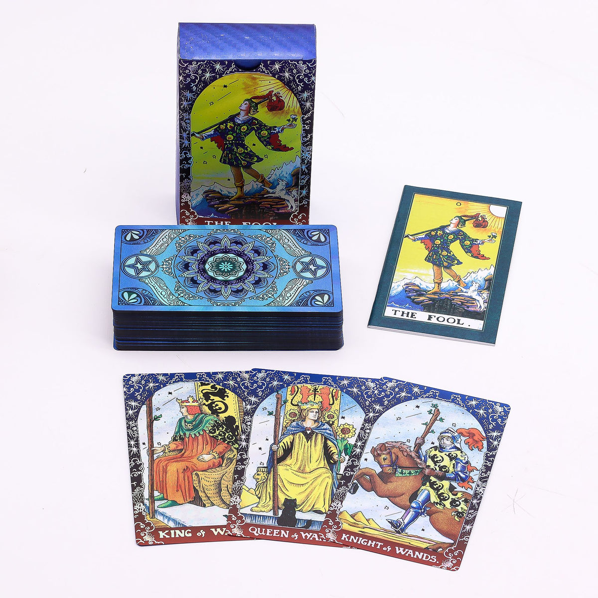 Tarot Mandala azul y dorado – 78 cartas con folleto