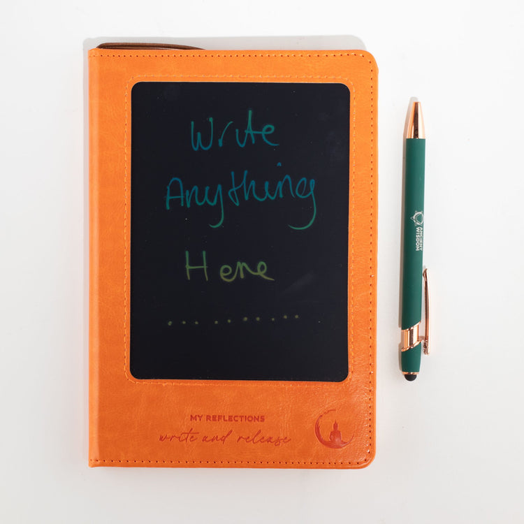 Cuaderno A5 con pantalla LCD borrable – Naranja, 80 hojas