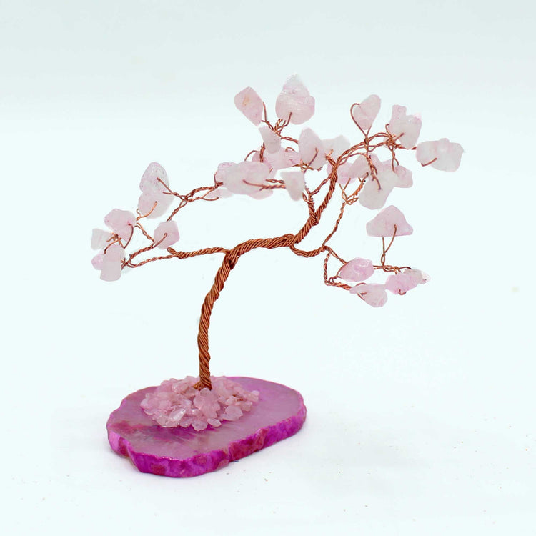 Árbol de Cuarzo Rosa sobre Ágata Rosa - 35 Piedras