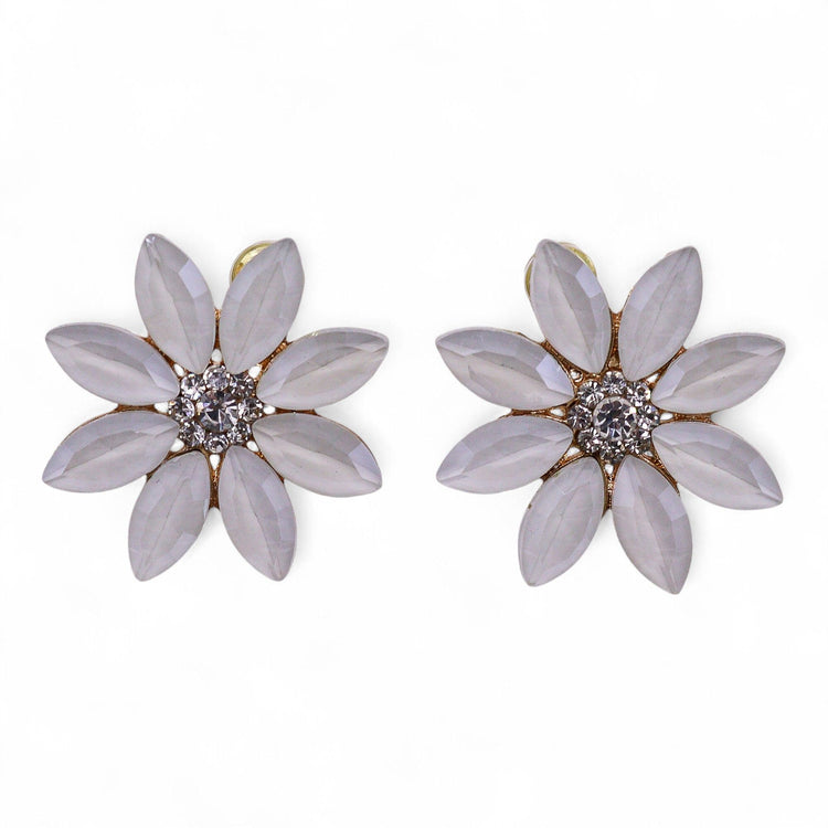 Pendientes de Flores de Estilo Vintage - Tono Perla