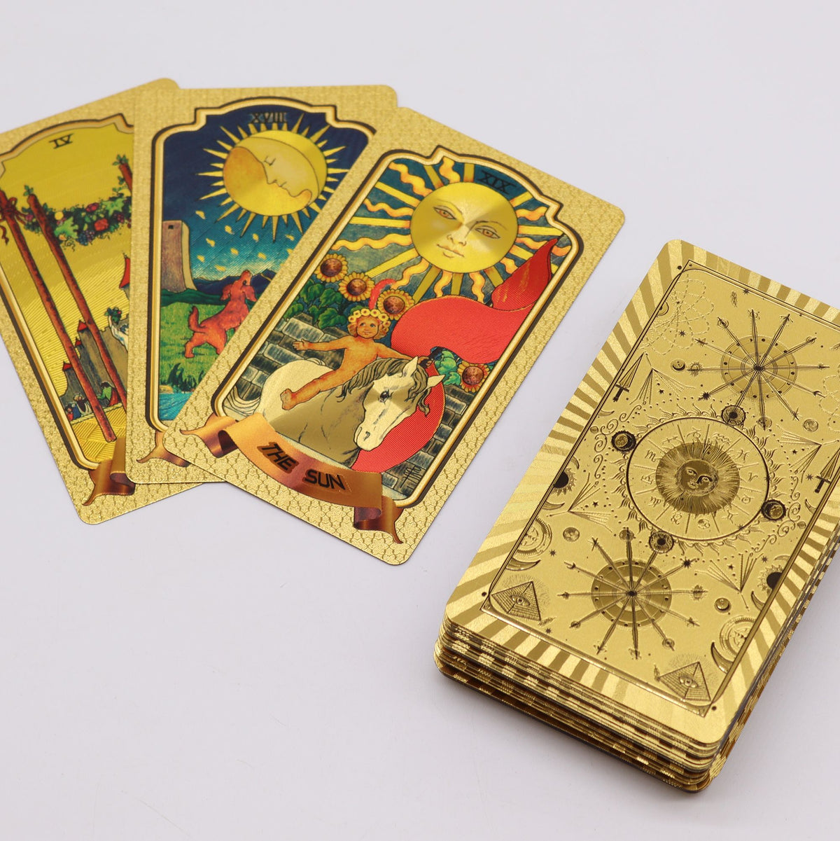 Baraja de tarot dorada – 78 cartas con caja