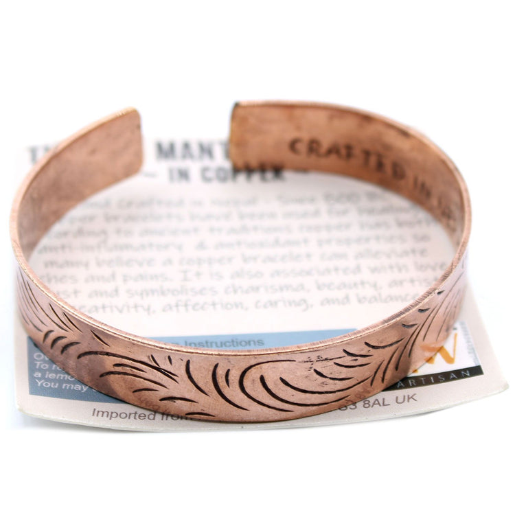 Pulsera de cobre estilo tibetano – Remolinos Tribales Anchos