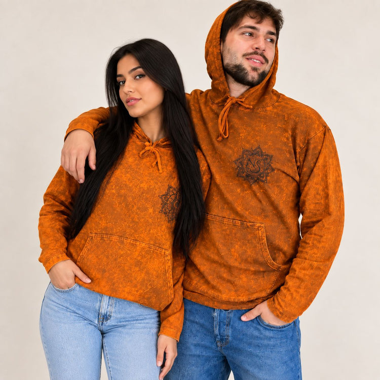 Sudadera con capucha naranja quemado – Talla S