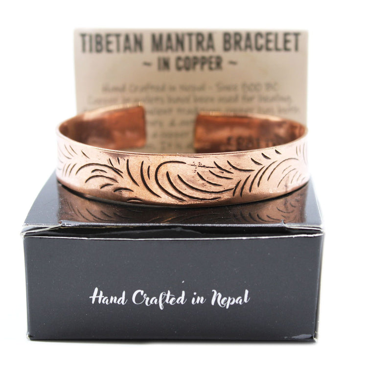 Pulsera de cobre estilo tibetano – Remolinos Tribales Anchos