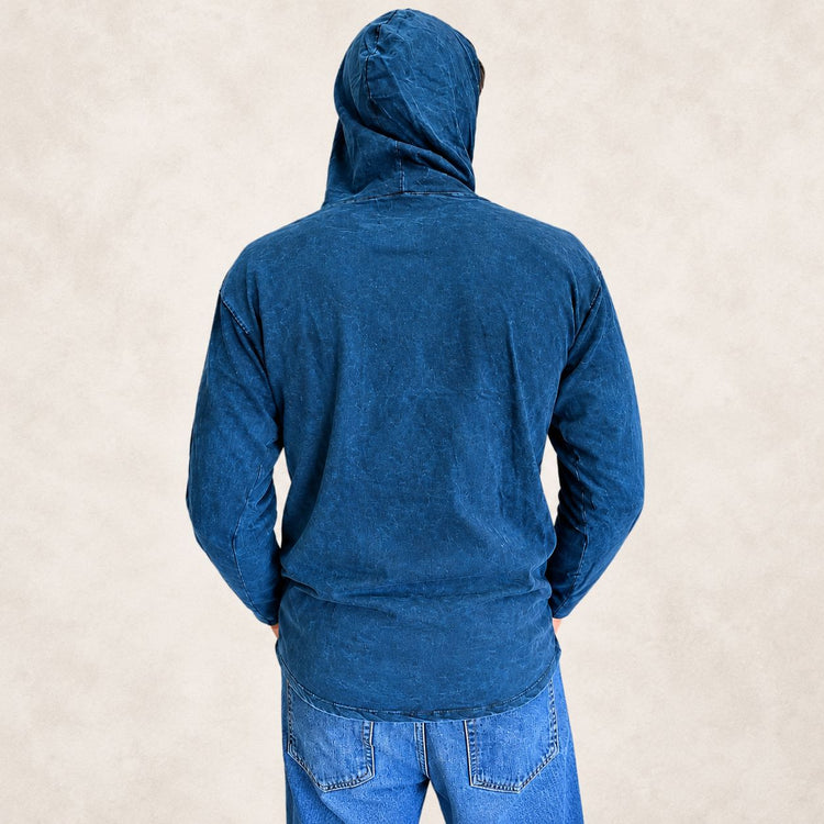 Sudadera con capucha azul Brújula de la vida – Talla M