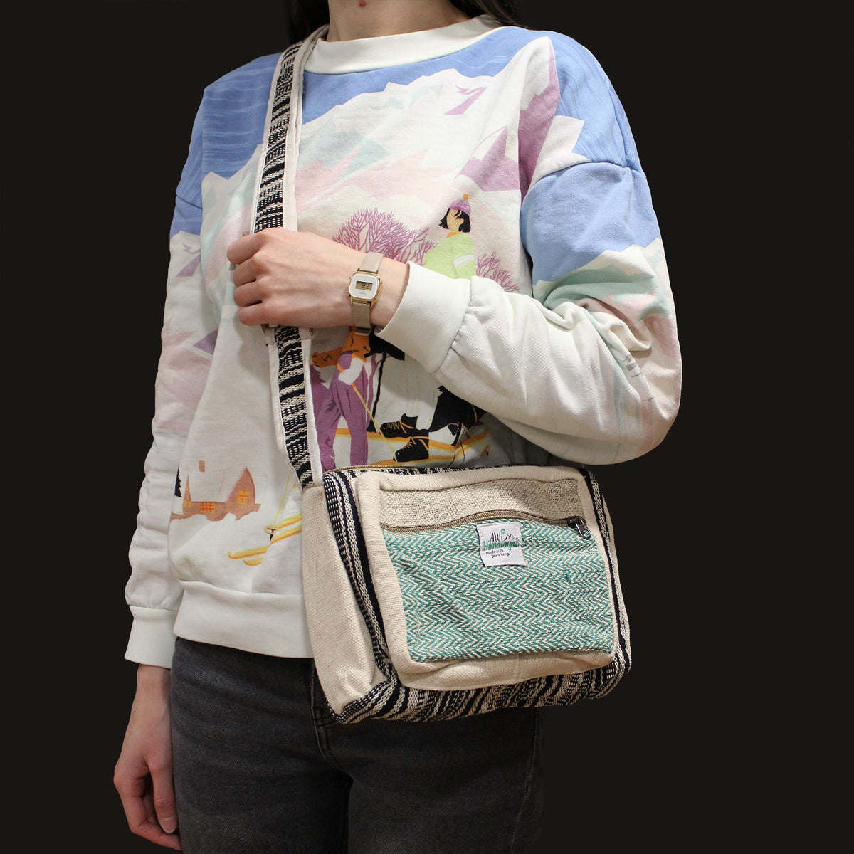Bolso Messenger de cáñamo y algodón