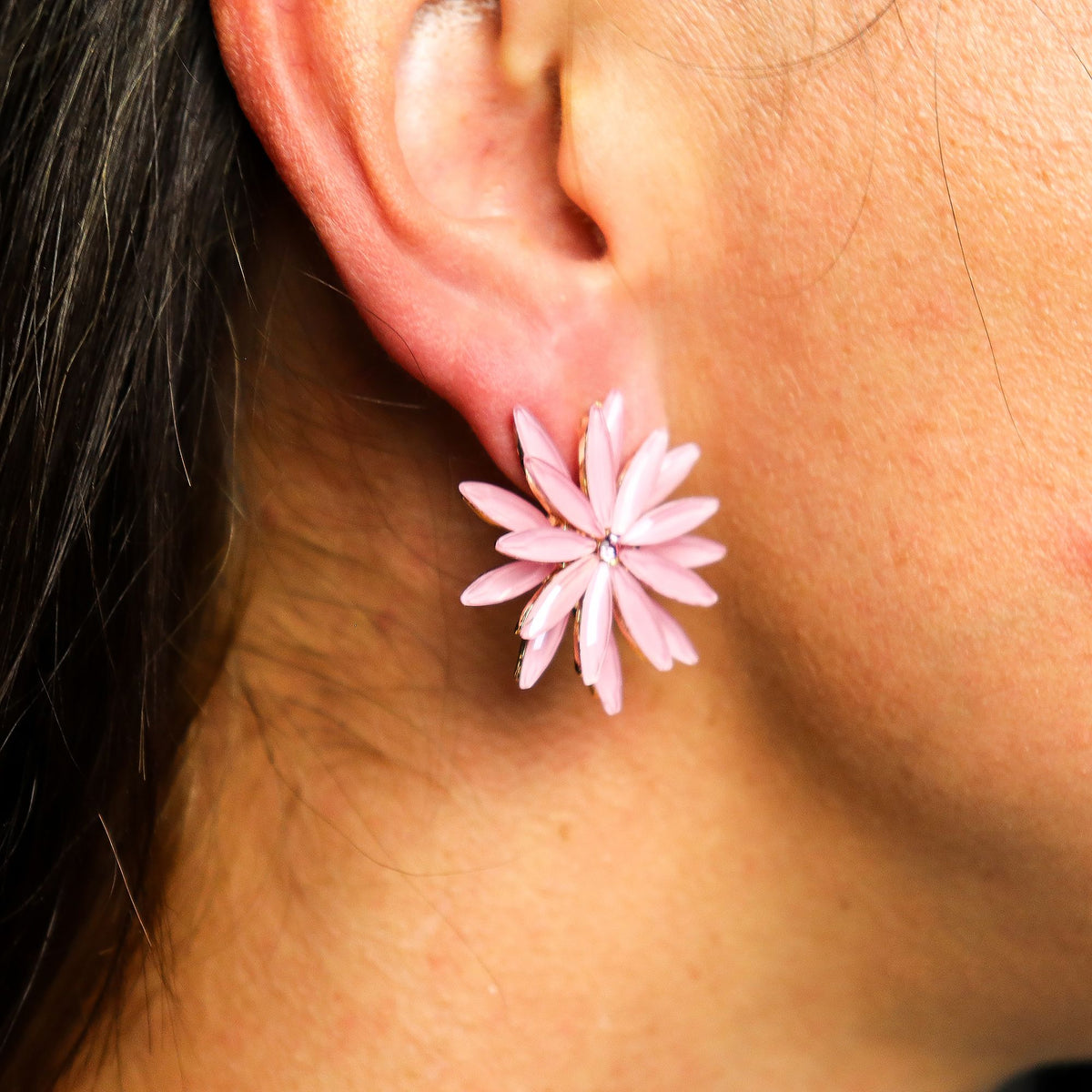 Pendientes de Flores de Estilo Vintage - Rosa