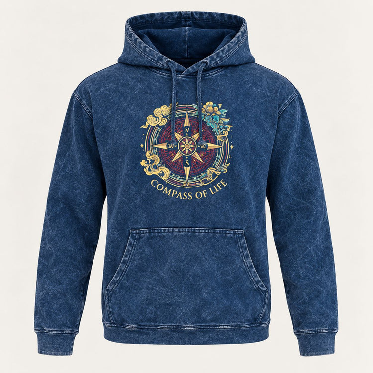 Sudadera con capucha azul Brújula de la vida – Talla S
