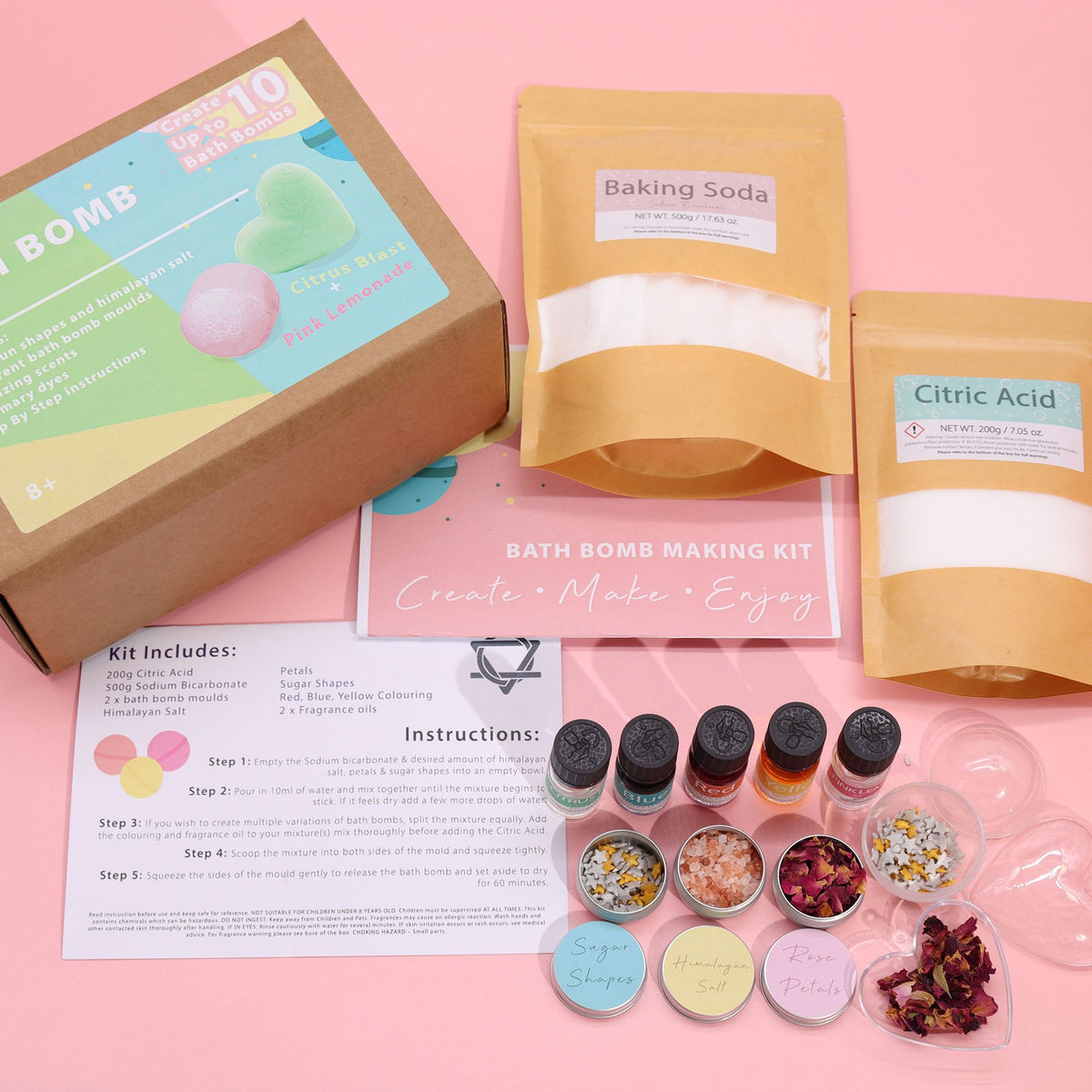 Kit para hacer bombas de baño – Limonada rosa y cítricos
