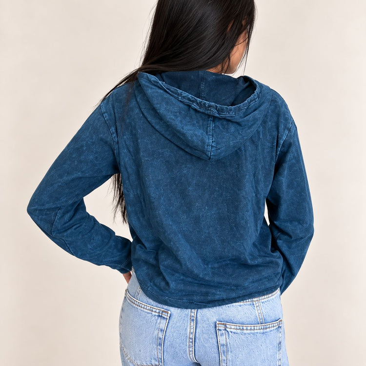 Sudadera con capucha azul Brújula de la vida – Talla L
