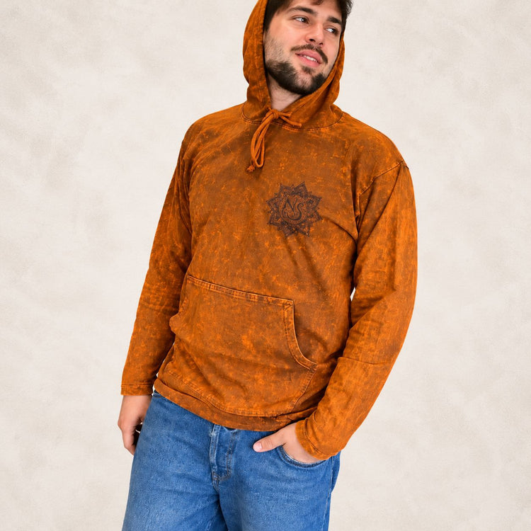 Sudadera con capucha naranja quemado – Talla M