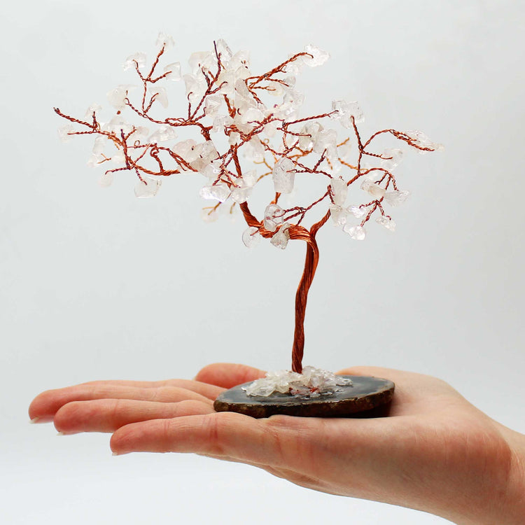 Árbol de Cuarzo de Roca Grande sobre Ágata Negra - 100 Piedras