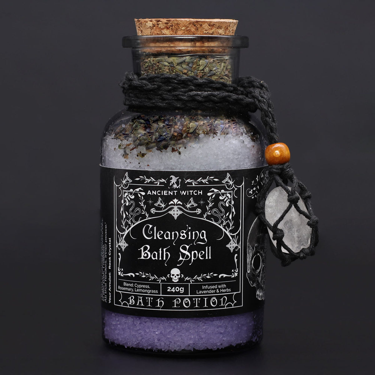 Hechizo de Baño de Bruja con Amuleto de Cristal de Roca - Purificación
