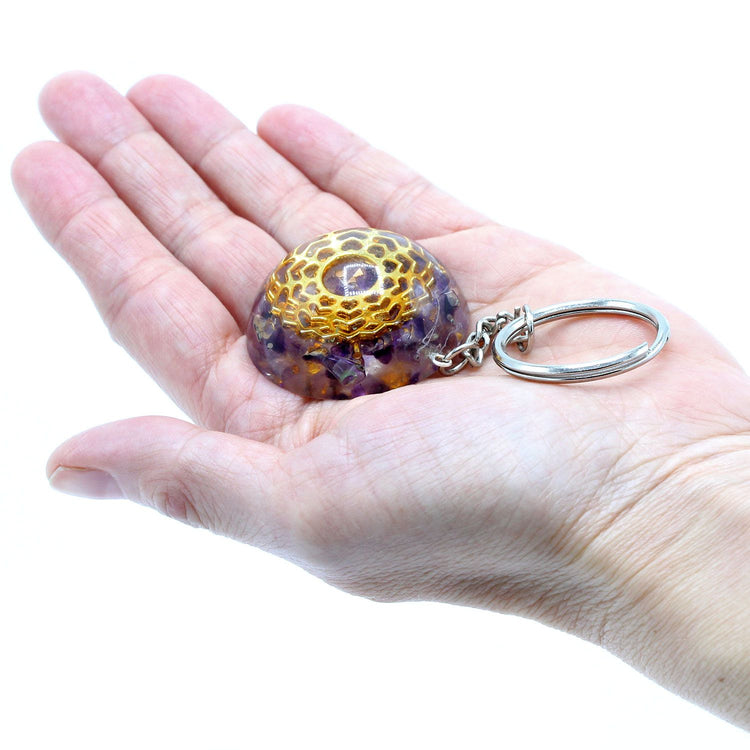 Llavero de Orgonita con Mandala de Amatista