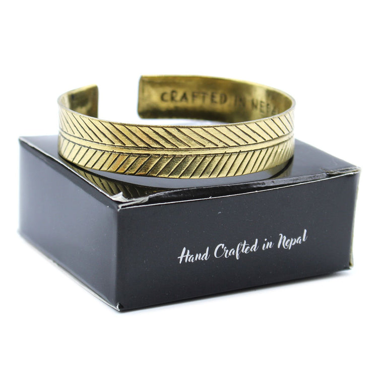 Pulsera de latón estilo tibetano – Hoja Tribal Ancha