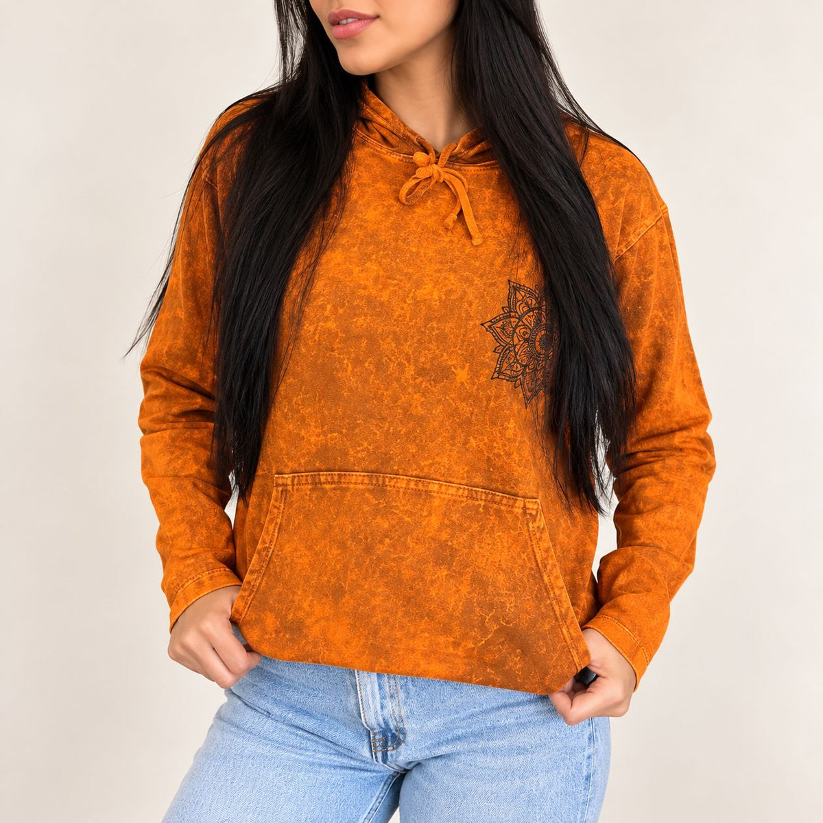 Sudadera con capucha naranja quemado – Talla L
