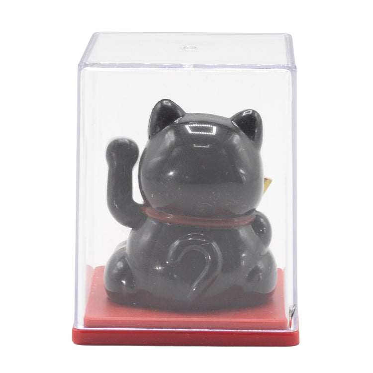 Mini Gato de la Suerte Solar Negro en Caja
