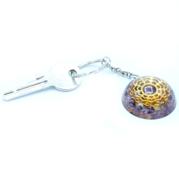 Llavero de Orgonita con Mandala de Amatista