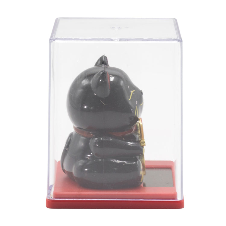Mini Gato de la Suerte Solar Negro en Caja