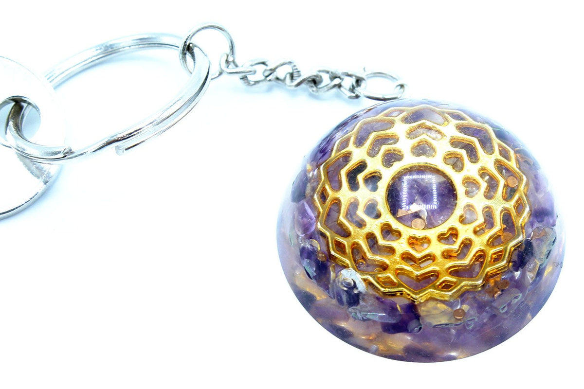 Llavero de Orgonita con Mandala de Amatista