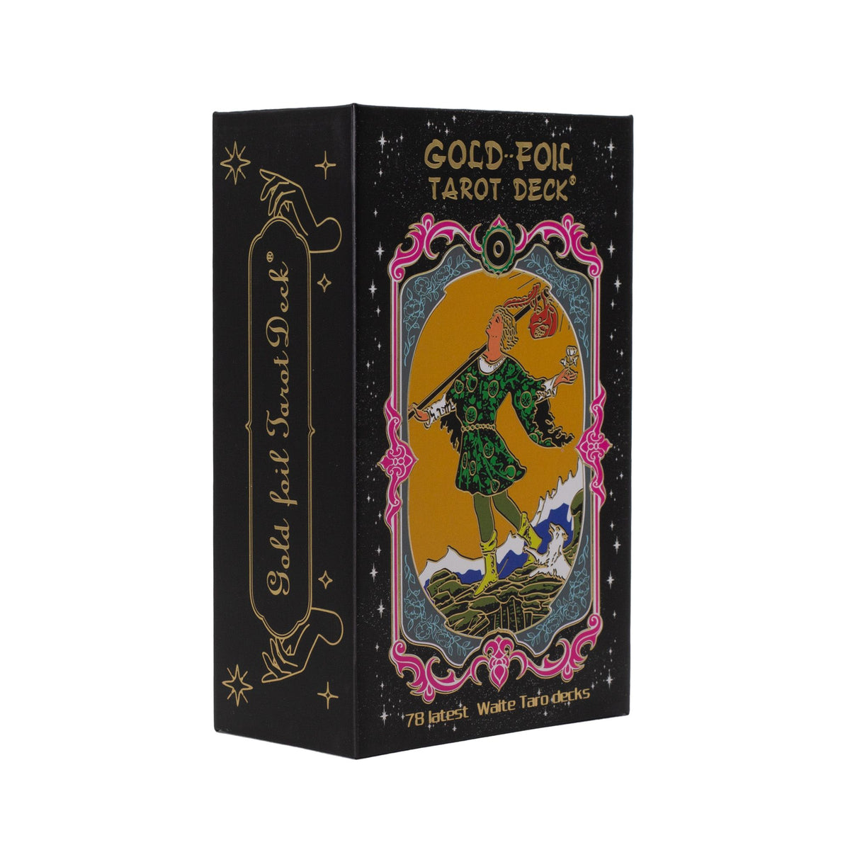 Tarot negro con lámina dorada – Con folleto y caja