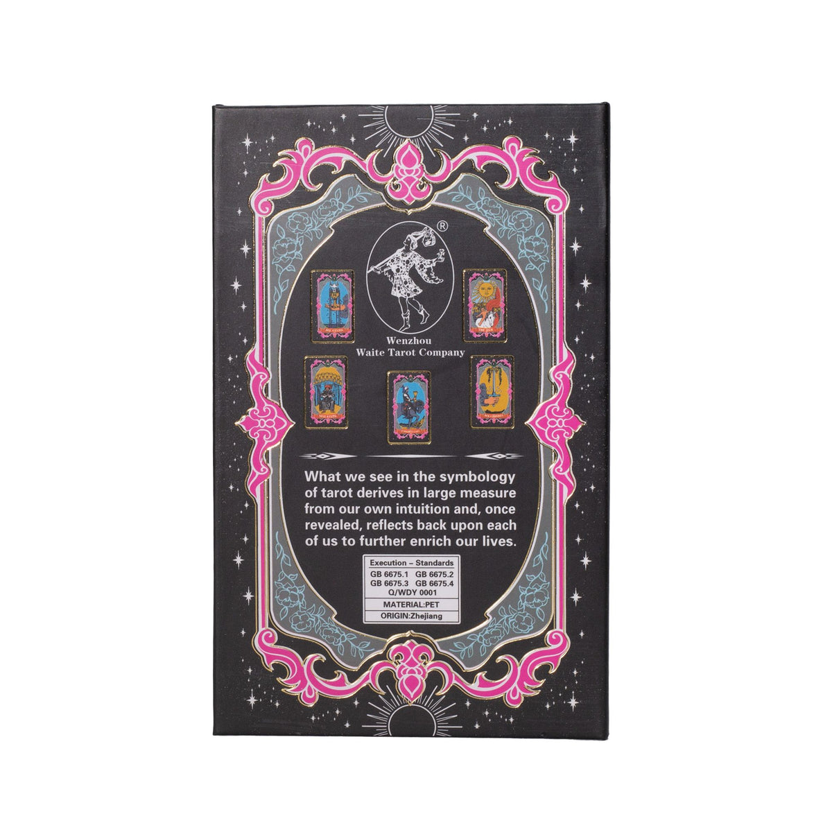 Tarot negro con lámina dorada – Con folleto y caja