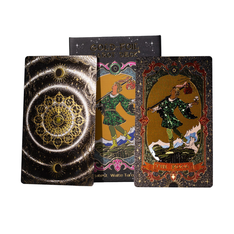 Tarot negro con lámina dorada – Con folleto y caja