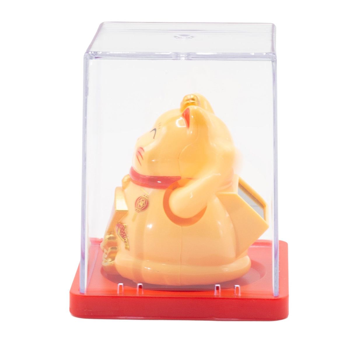 Mini Gato de la Suerte Solar Amarillo en Caja