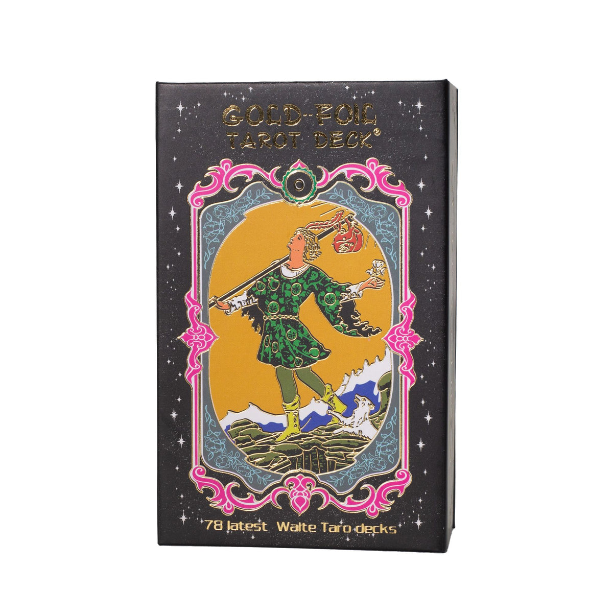 Tarot negro con lámina dorada – Con folleto y caja