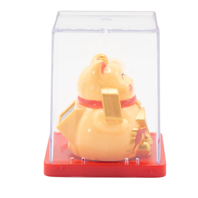 Mini Gato de la Suerte Solar Amarillo en Caja